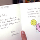 Bachman reads a birthday card from friend Danielle Cimino.